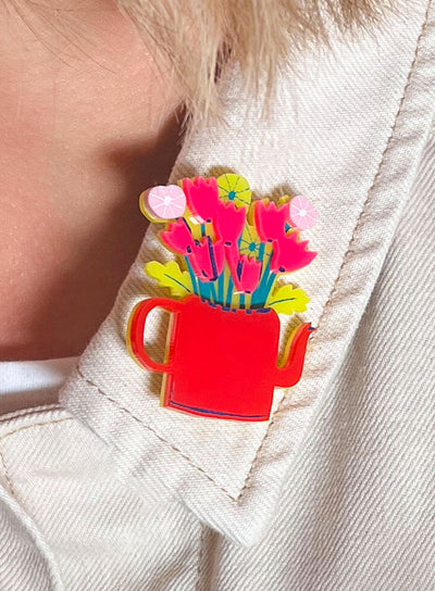 Flower Teapot Brooch