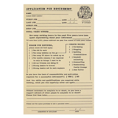 Retirement Application Card with Pencil