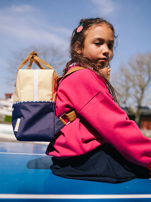 Small Colour Block Backpack - Lemon + Navy