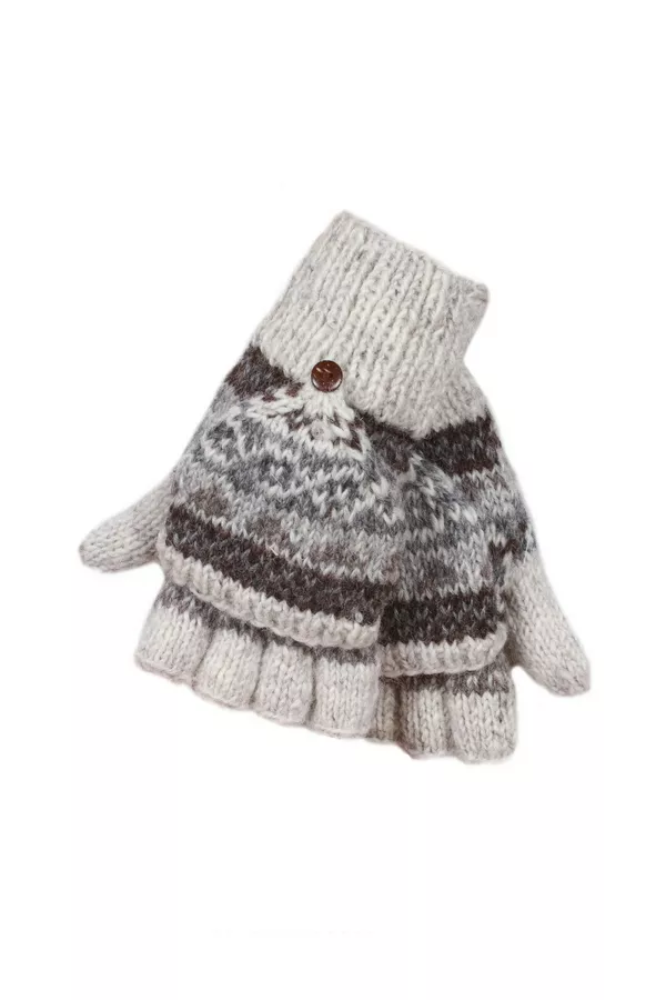 Glove Mitts - Fairisle Natural