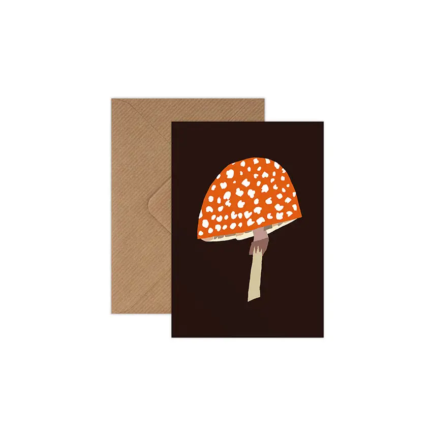 Mushroom Mini Greetings Card by Brie Harrison