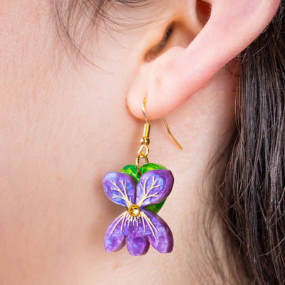 Sweet Violet Flower Earrings