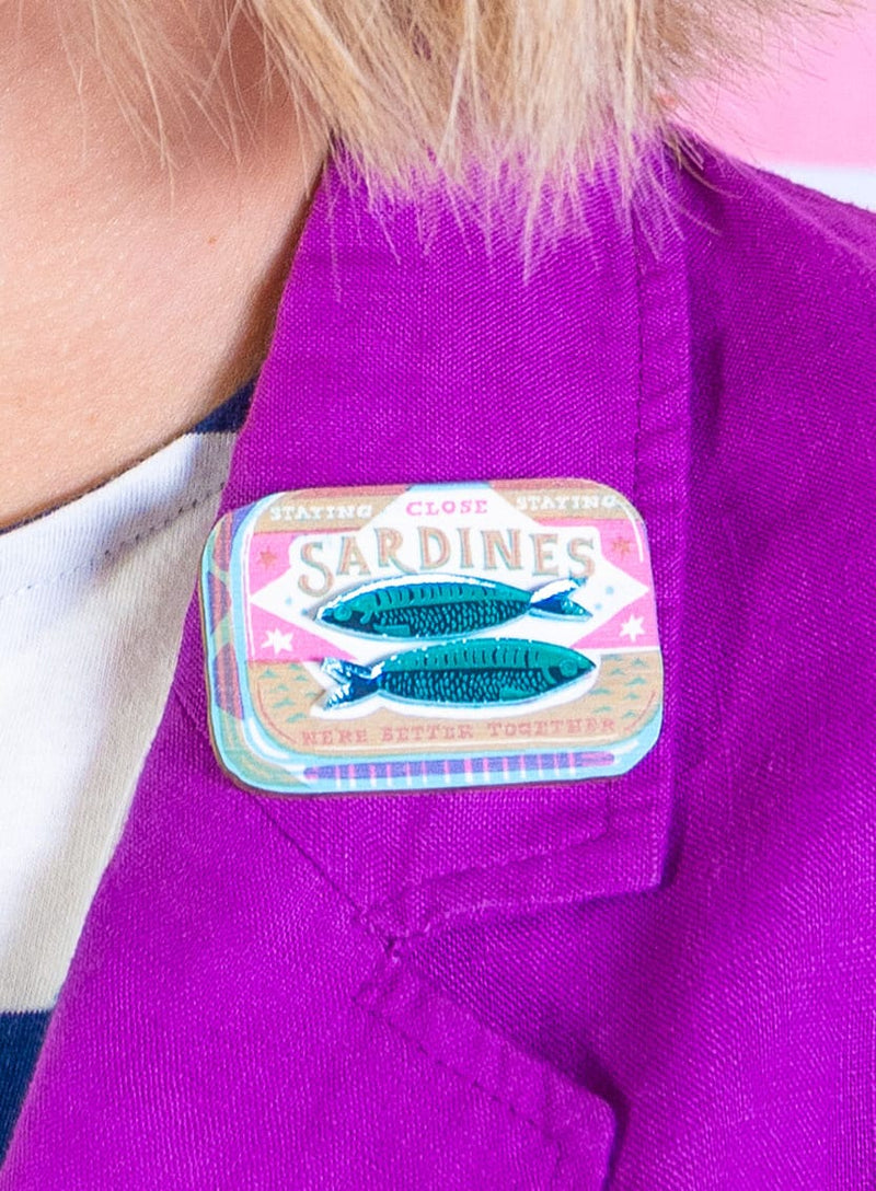 Sardine Tin Brooch