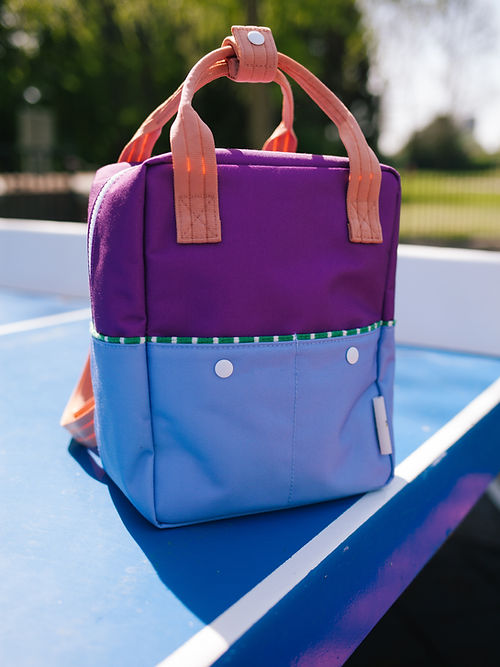 Small Colour Block Backpack - Purple + Blue