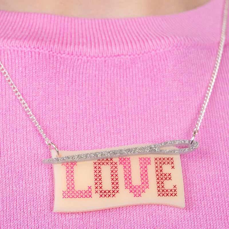 Love Cross Stitch Necklace