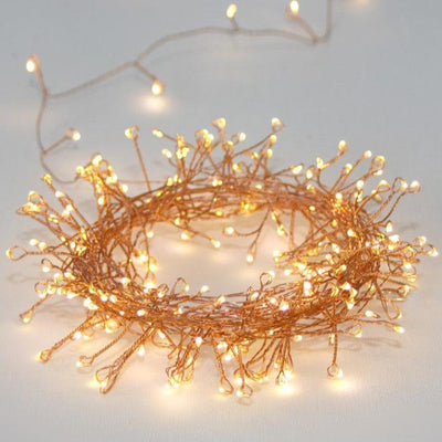 Mains Powered Wire Cluster Lights in Copper - 150 lights 7.5m