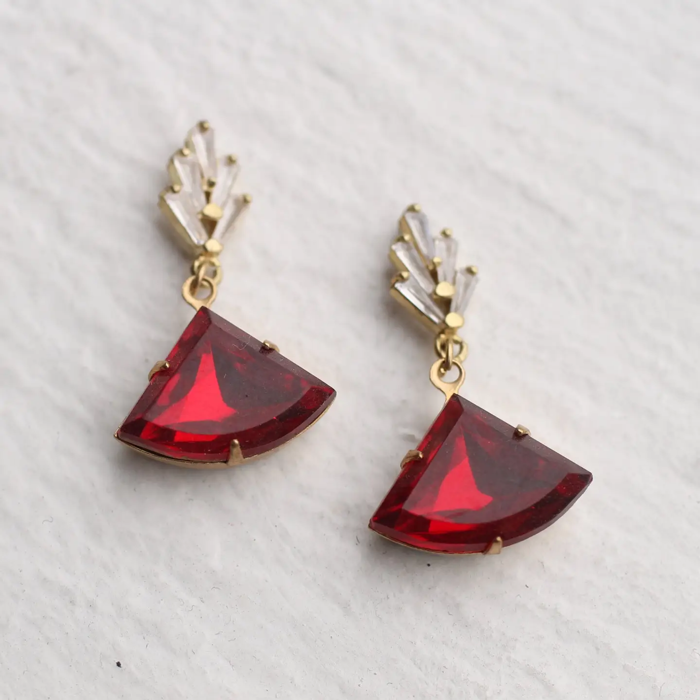 Deco Ruby Crystal Earrings