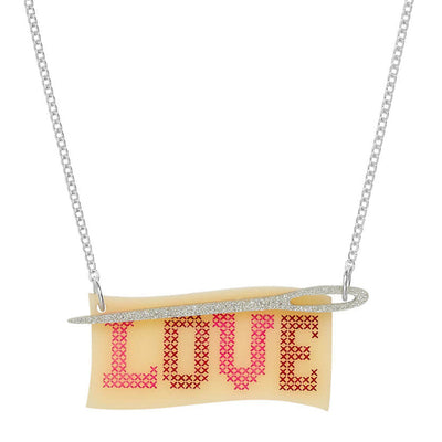 Love Cross Stitch Necklace