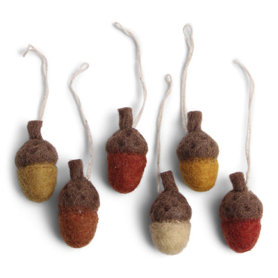 Felt Acorn Decorations - set of 6