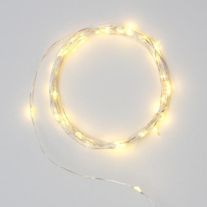 Battery Powered Wire String Lights in Silver - 40 lights 3.9m