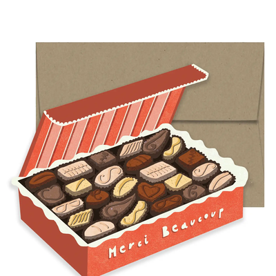 Merci Chocolate Box Die Cut Card