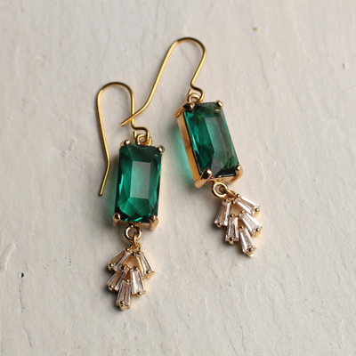 Vintage Emerald Crystal Chrysler Earrings