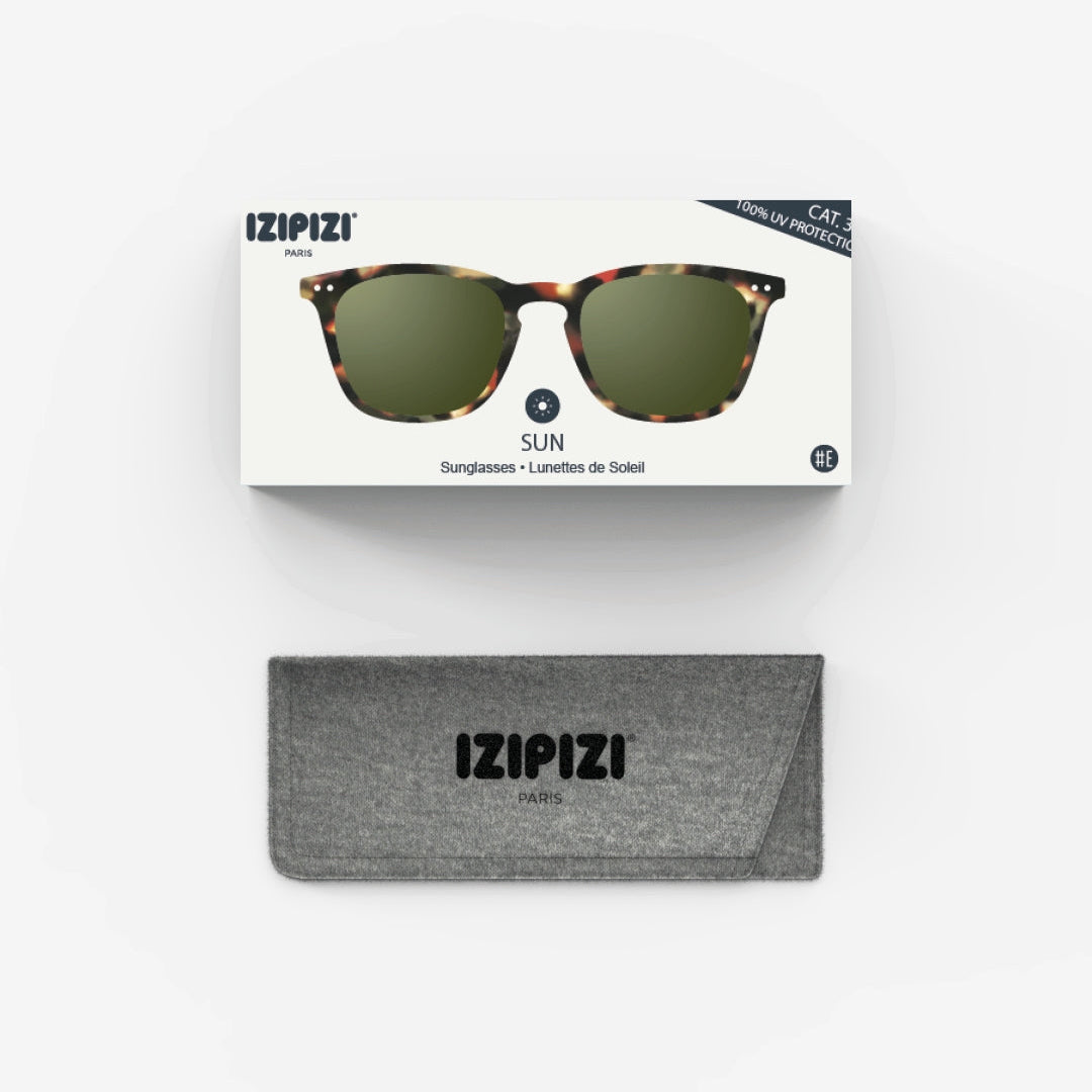 Sunglasses - Design 'E' in Tortoise by Izipizi (Green Lenses)