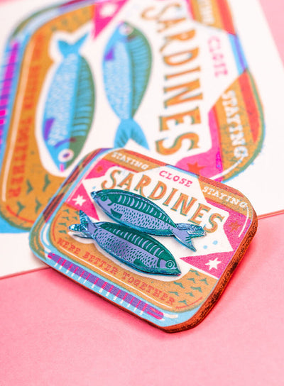 Sardine Tin Brooch