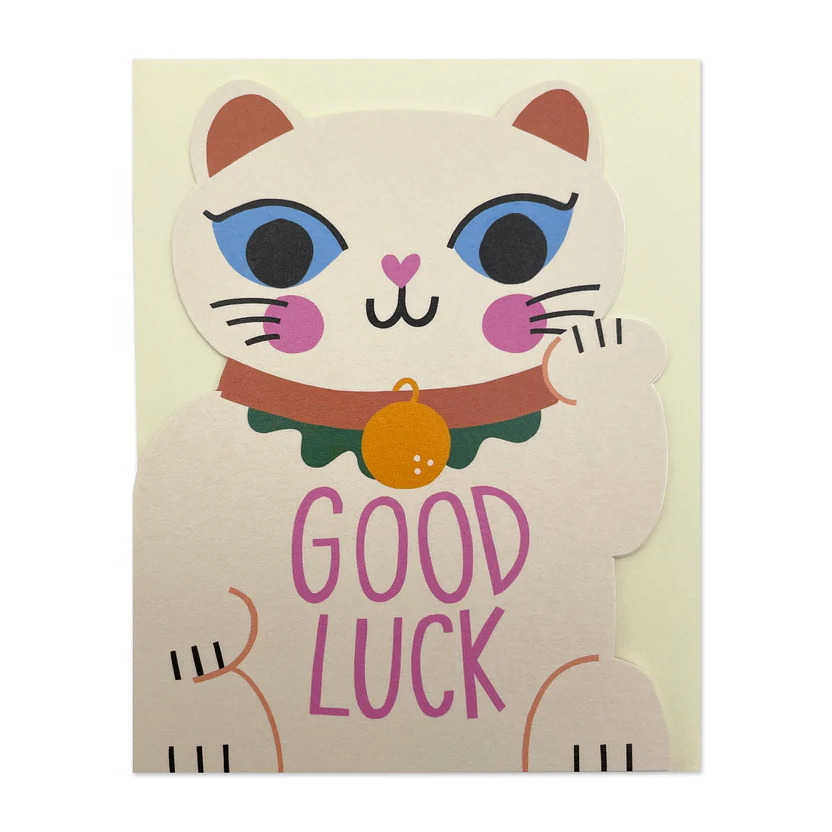 Good Luck Die-Cut Cat Mini Card