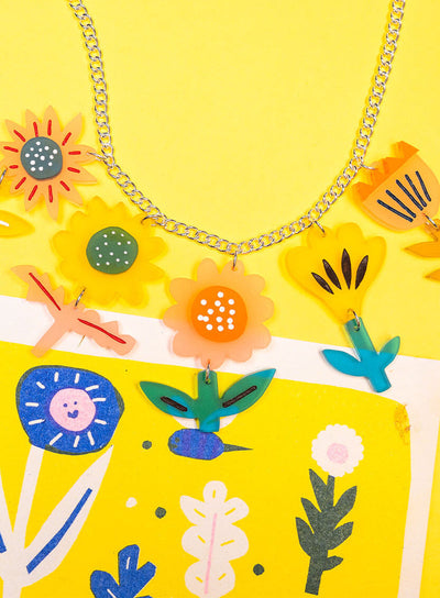 Springtime Flowers Statement Necklace