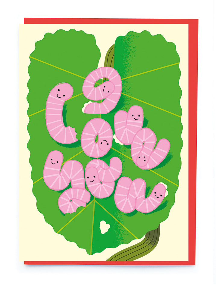 Worms on a Heart Leaf Love Card