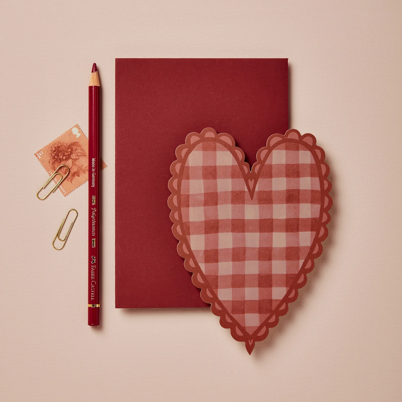 Red Gingham Heart Greetings Card