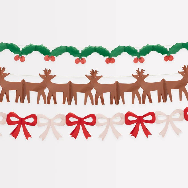 Tissue Paper Christmas Icon Garlands - Pack of Three