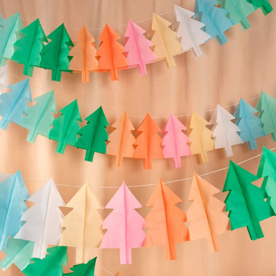 Tissue Paper Christmas Tree Garlands - Pack of Three