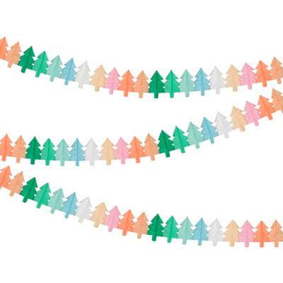 Tissue Paper Christmas Tree Garlands - Pack of Three