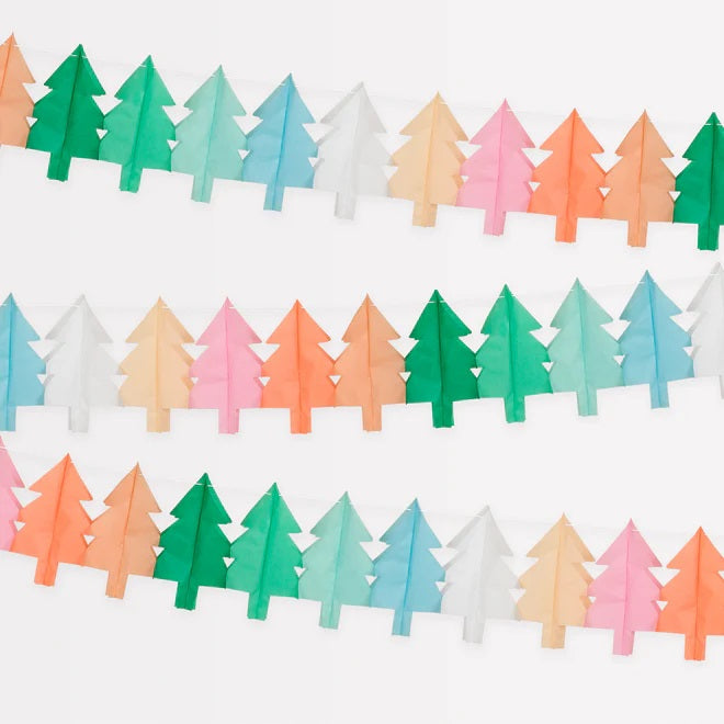 Tissue Paper Christmas Tree Garlands - Pack of Three