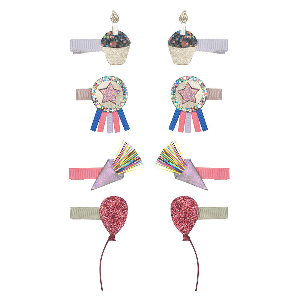 Mimi and Lula Mini Hair Clips - Birthday Theme Pack of 8