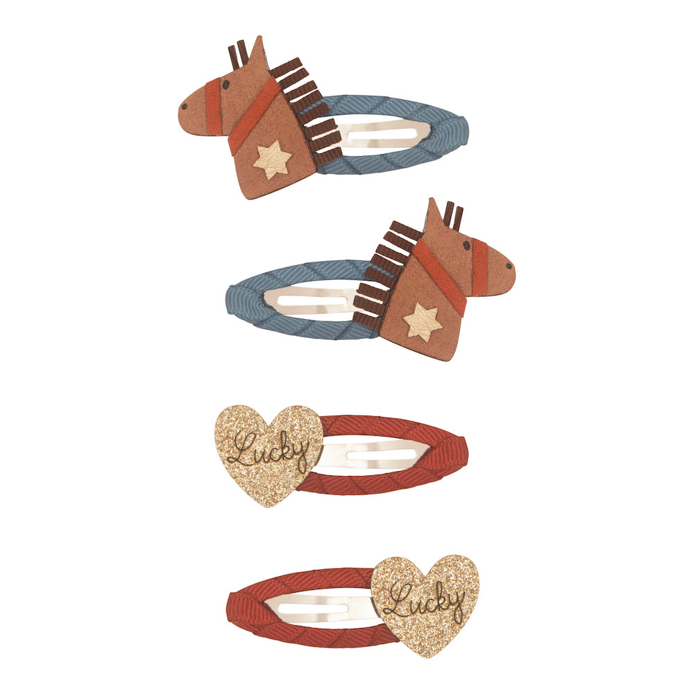 Mimi and Lula Clic Clac Hair Clips - Lucky Horse Pack of 4