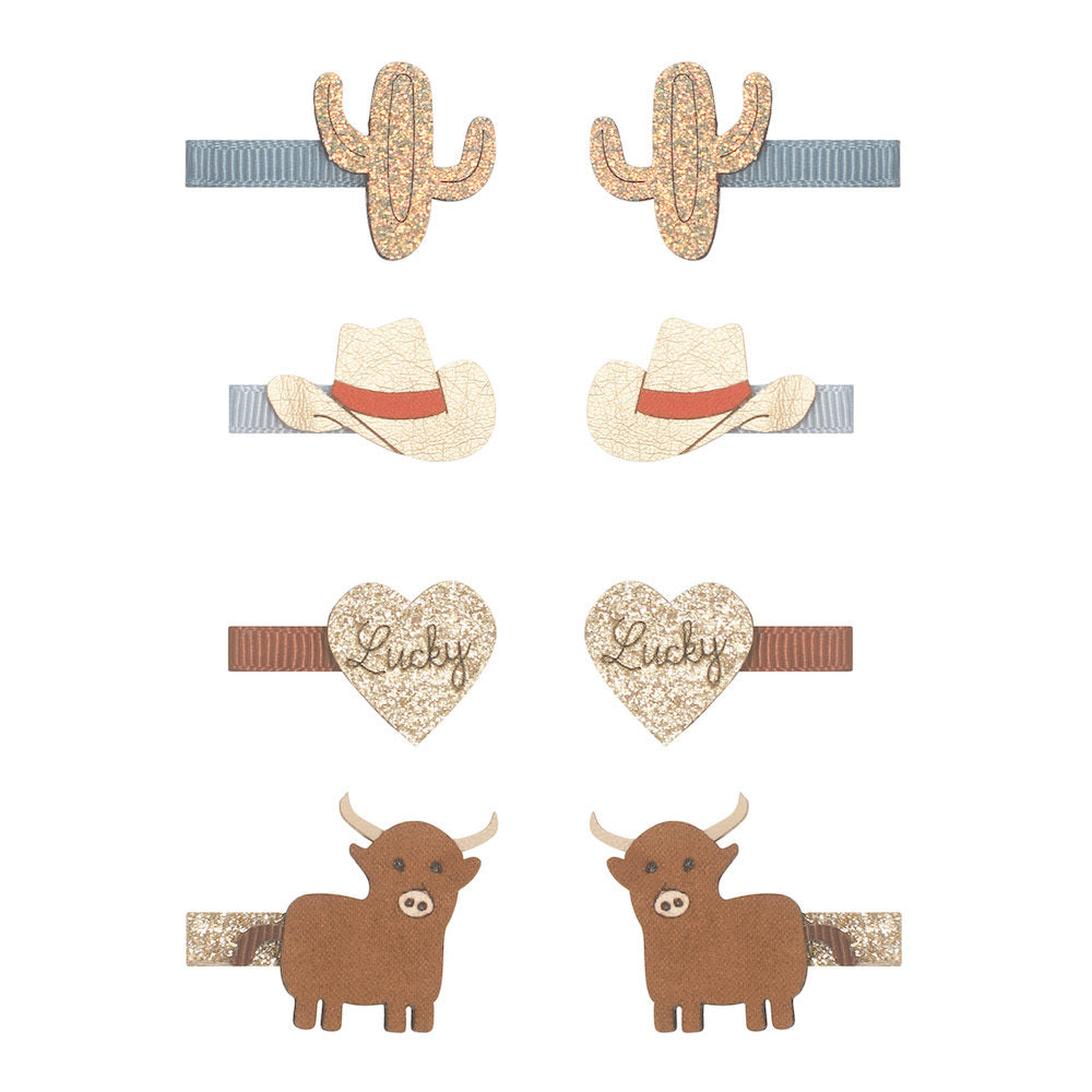 Mimi and Lula Mini Hair Clips - Cowboy Pack of 8