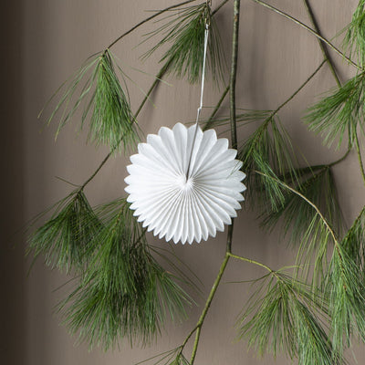 White Paper Fan Hanging Decoration - Small