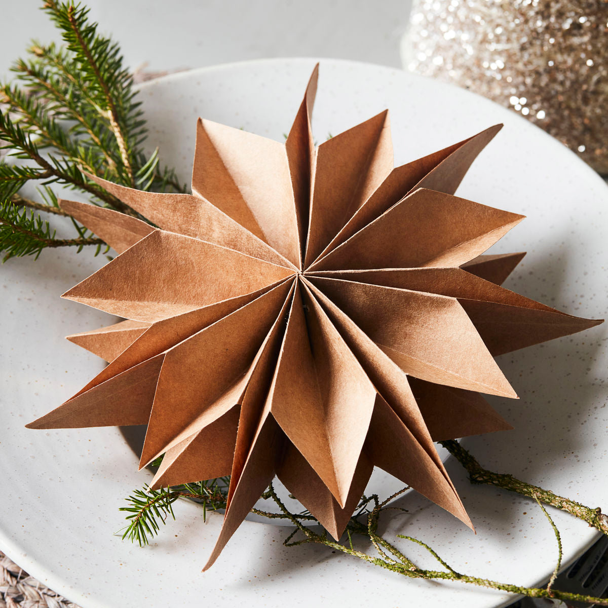 20cm 'Capella' Paper Star - Natural