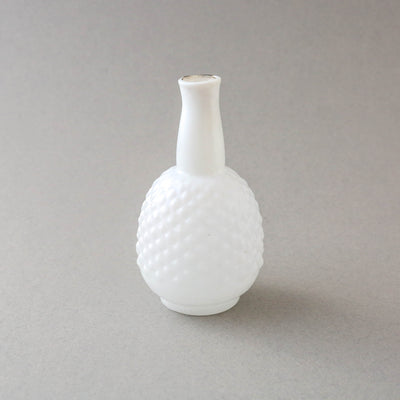 13cm Recycled Milk Glass Ridged Bud Vase - White