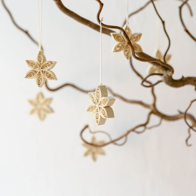 Mini Quilled Star Hanging Christmas Ornaments - Pack of 6