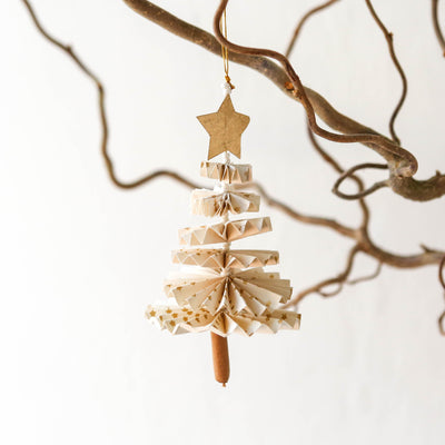 Paper Fir Tree Christmas Decoration - White