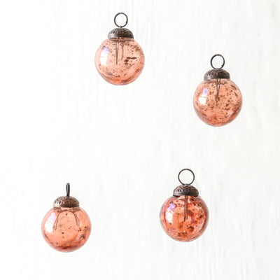 3cm Pebbled Glass Baubles, set of 4 - Faded Rose