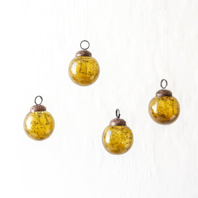 3cm Pebbled Glass Baubles, set of 4 - Autumn Green