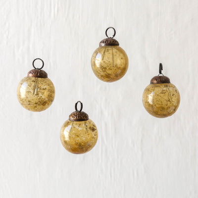 3cm Pebbled Glass Baubles, set of 4 - Honey