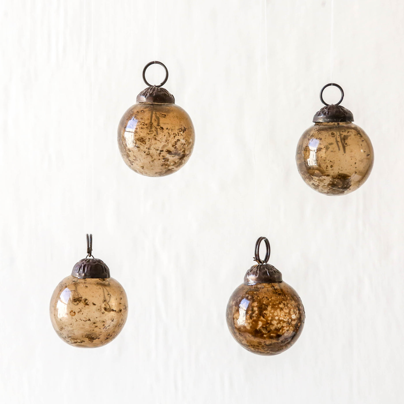 3cm Pebbled Glass Baubles, set of 4 - Chocolate