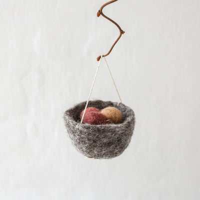 Felt Nest with Eggs Hanging Decoration