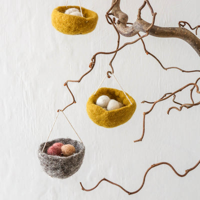 Felt Nest with Eggs Hanging Decoration