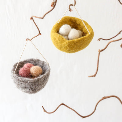 Felt Nest with Eggs Hanging Decoration