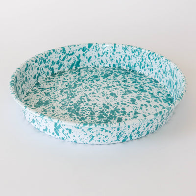 SALE Splatter Enamel Round Cocktail Tray