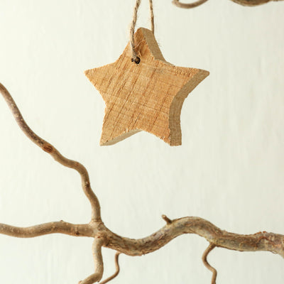 Rustic Wooden Star Hanging Decoration with Jute String