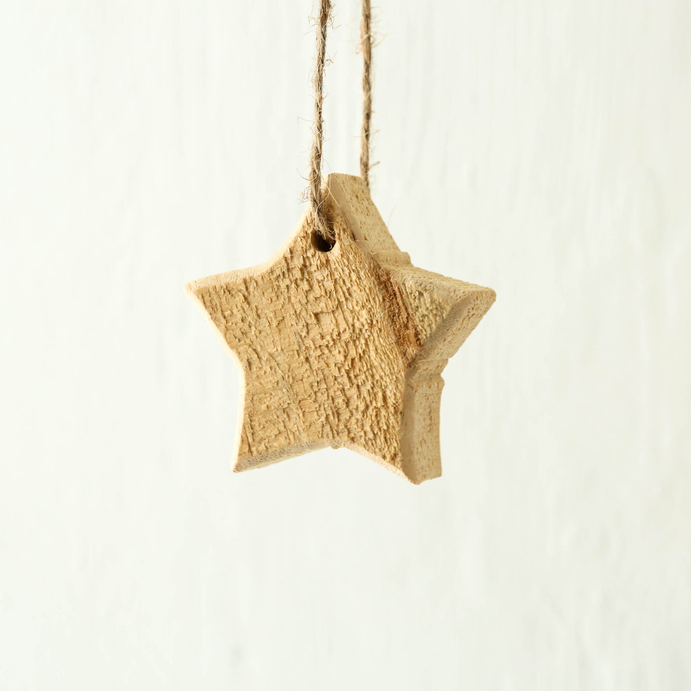 Rustic Wooden Star Hanging Decoration with Jute String