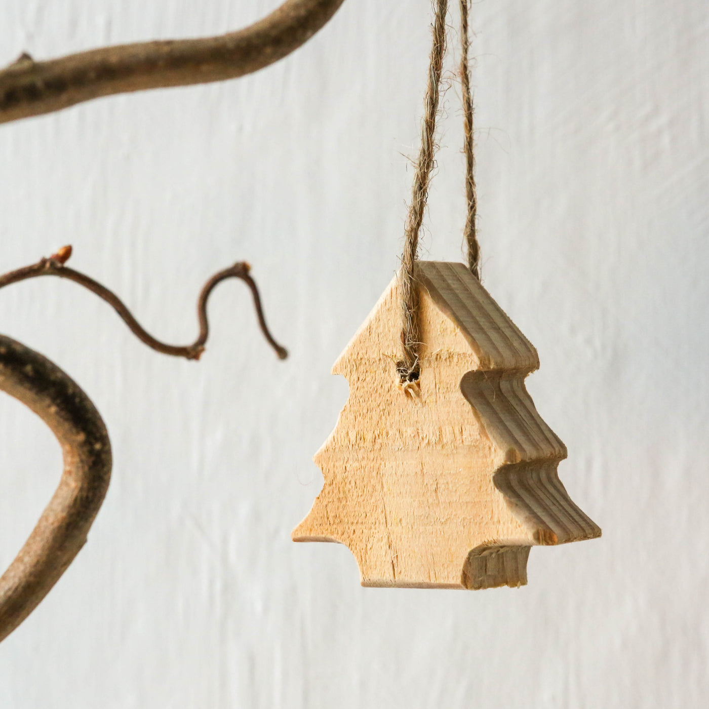 Rustic Wooden Tree Hanging Decoration with Jute String