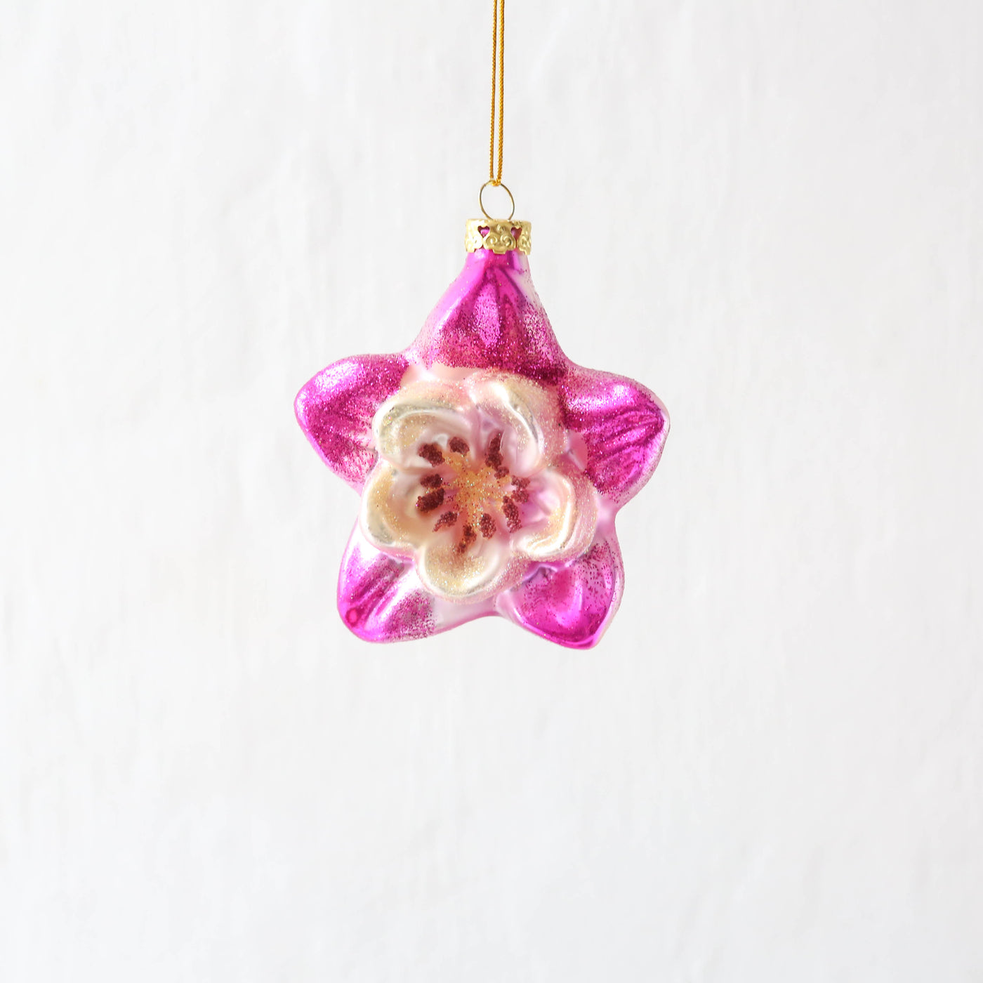 Columbine Flowerhead Glass Tree Decoration