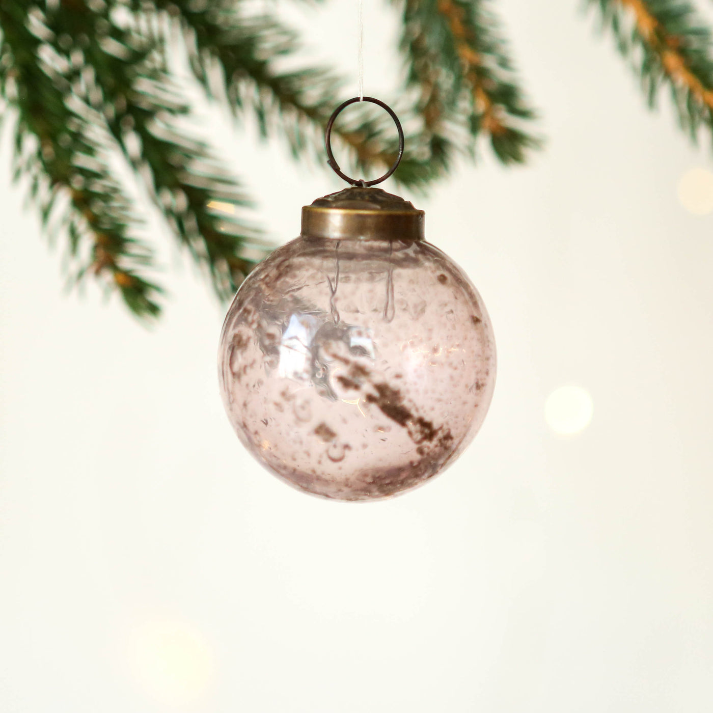 6cm Pebbled Glass Ornament - Rose