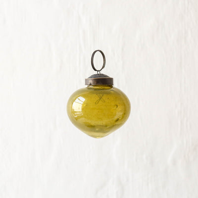 5cm Onion Shaped Glass Bauble - Autumn Green