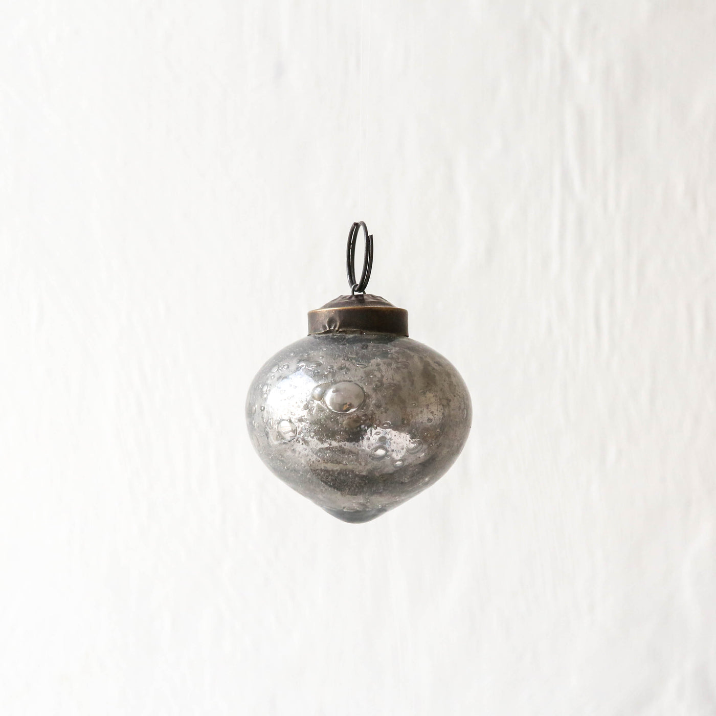 5cm Onion Shaped Glass Bauble - Silver