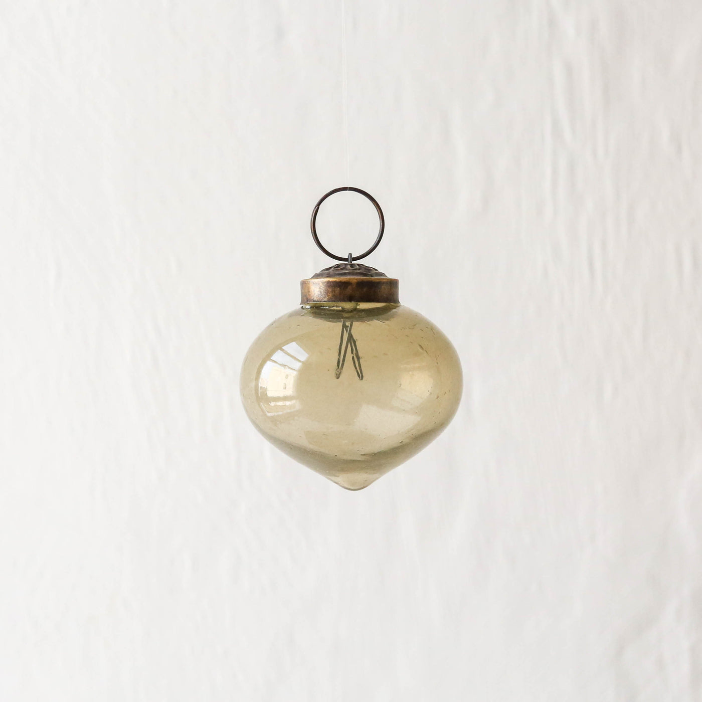 5cm Onion Shaped Glass Bauble - Honey